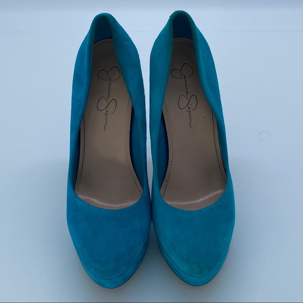 Jessica Simpson Sz 8.5 Aqua Shoes Heels Platform